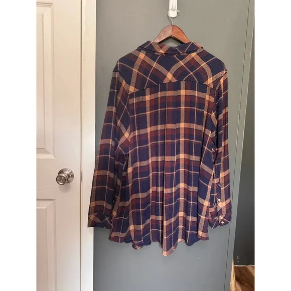 Torrid Women's 3X Plaid Button Up Long Sleeve Tunic Top Shirt 22/24 - Picture 3 of 4